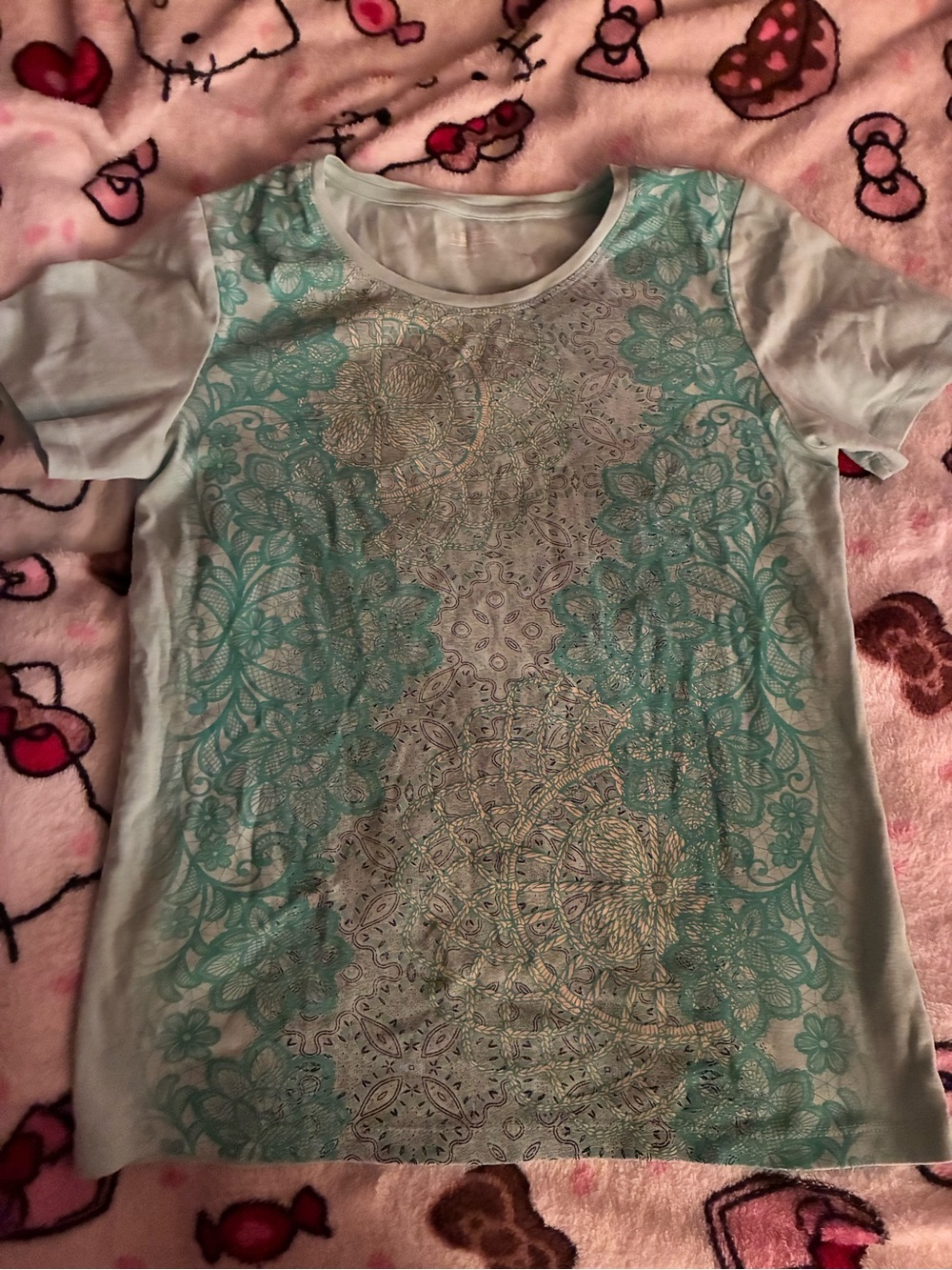 Cutie Y2K Teal Tee With Cute Pattern